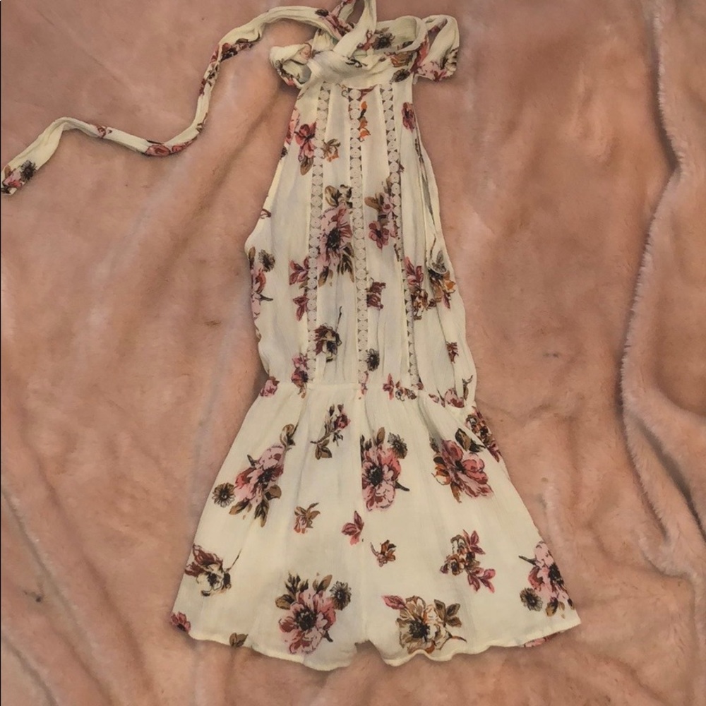Floral high neck romper